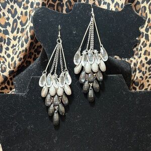 Chic Silver and Black Teardrop Earrings